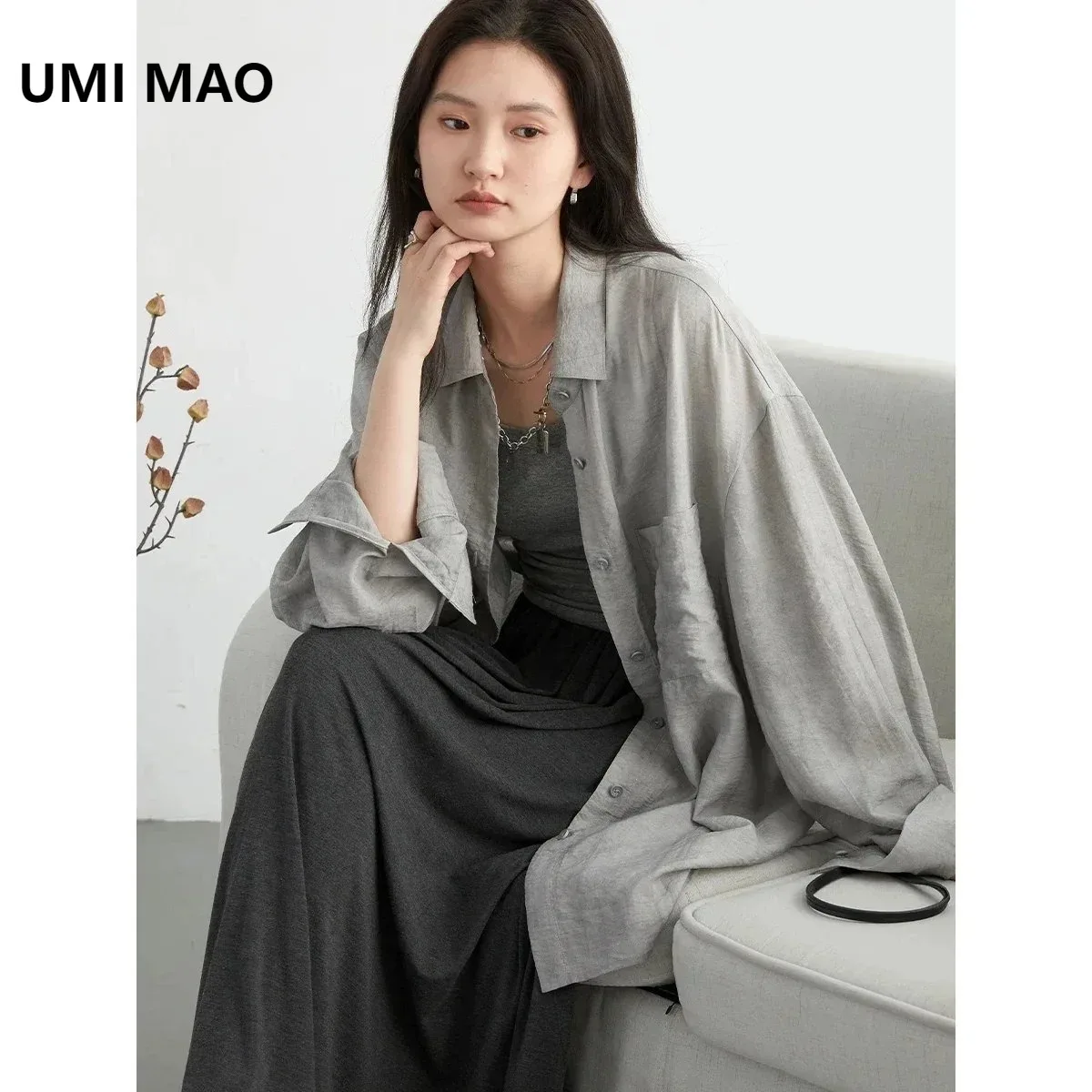 UMI MAO Summer Women's Loose Casual Textured Tie Dye Collar Shirt With Split Long Sleeves Blouses Sun Protection Ladies Coat
UMI MAO Summer Women's Loose Casual Textured Tie Dye Collar Shirt With Split Long Sleeves Blouses Sun Protection Ladies Coat