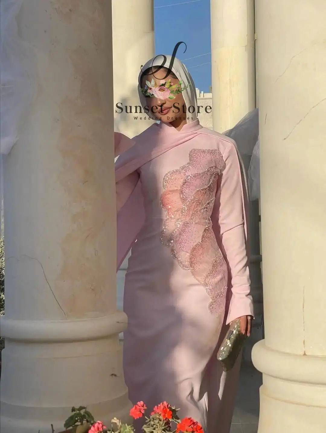 Customized Evening Dress with Cape High Collar Muslim Wedding Guest Gown Pink Formal Islam Dresses
Customized Evening Dress with Cape High Collar Muslim Wedding Guest Gown Pink Formal Islam Dresses