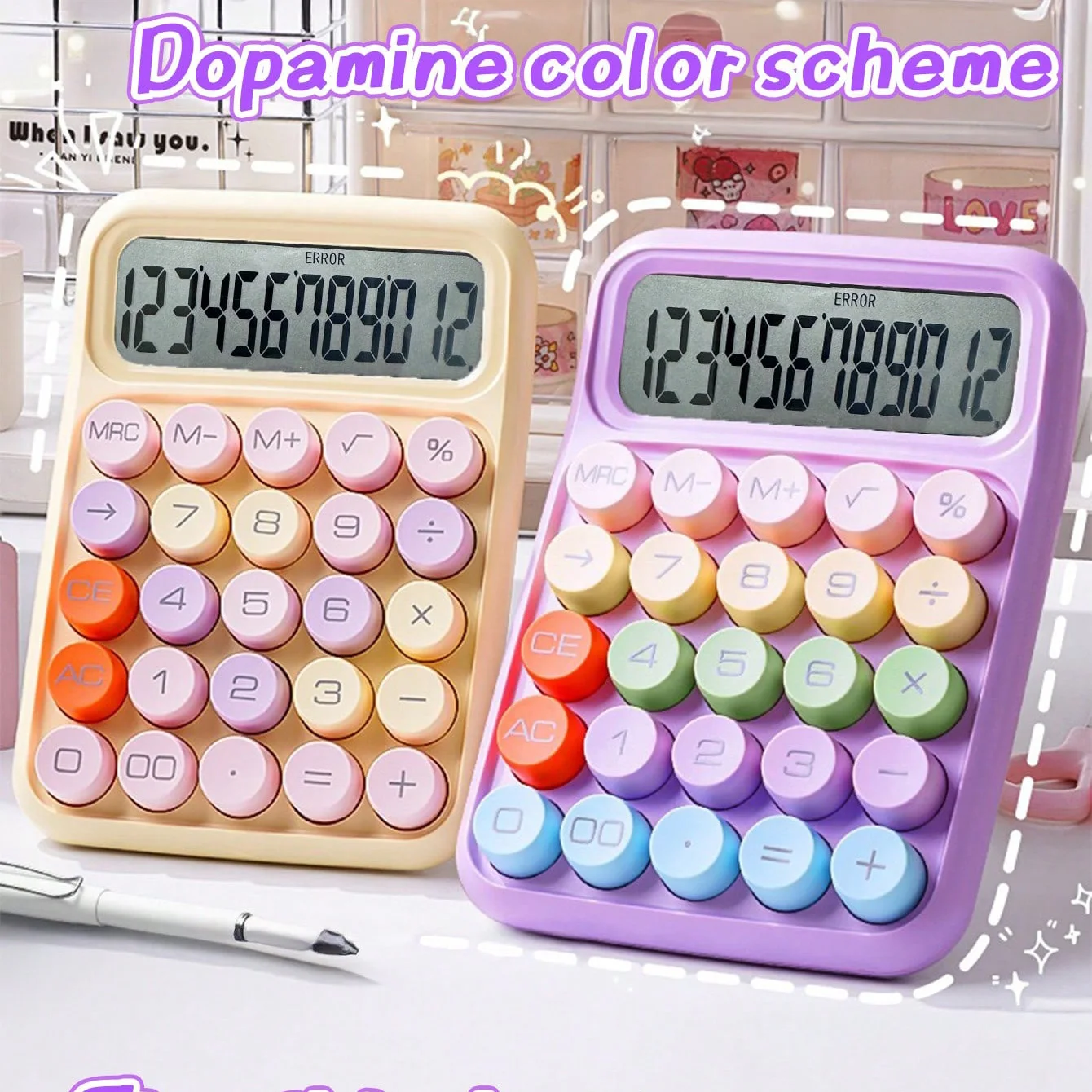 1 dopamine calculator with a large 12-digit display, suitable for use in schools and offices,
1 dopamine calculator with a large 12-digit display, suitable for use in schools and offices,