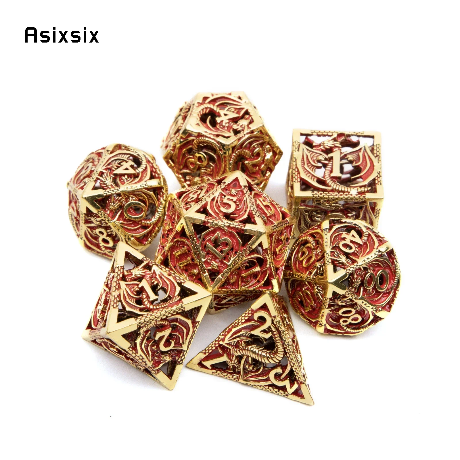 7 Pcs Golden Red Dragon Metal Dice Hollow Metal Polyhedral Dice Set Suitable For Role-Playing Dice PropBoard Game Gift
7 Pcs Golden Red Dragon Metal Dice Hollow Metal Polyhedral Dice Set Suitable For Role-Playing Dice PropBoard Game Gift