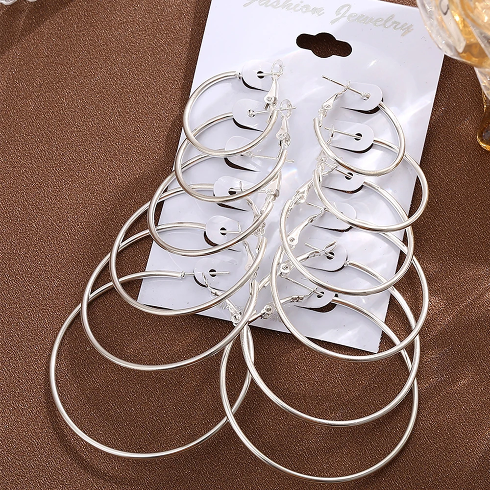 Fashion Hyperbolic Hoop Earrings Set For Women Silver Color Round Circle Earring Female Trendy Ladies Party Jewelry Gift
Fashion Hyperbolic Hoop Earrings Set For Women Silver Color Round Circle Earring Female Trendy Ladies Party Jewelry Gift