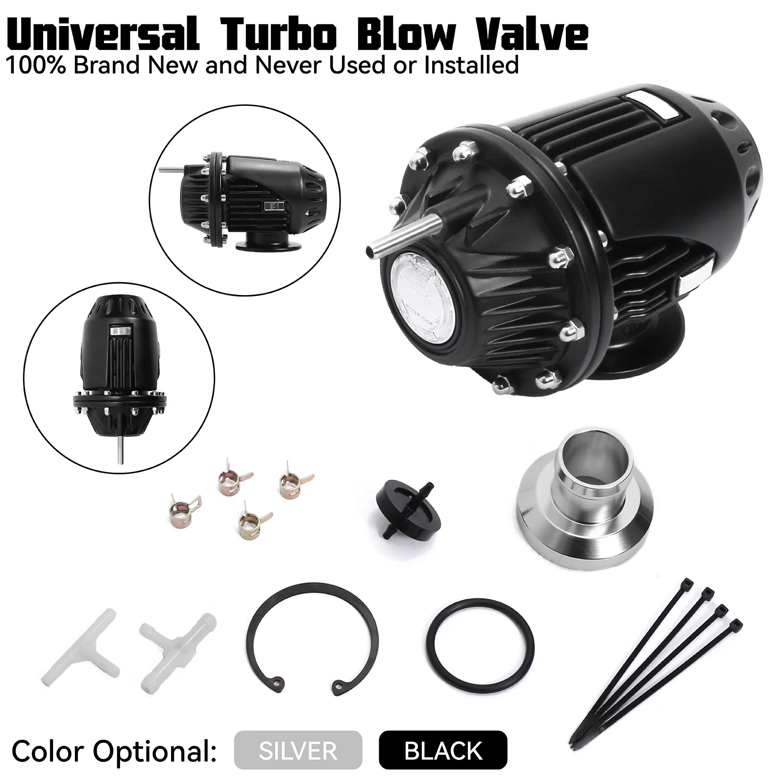 Universal Aluminum Bov Turbo Blow Off Valve Bov with Adapter Flange with Original Box and Instructions SQV4 SSQV4 JDM
Universal Aluminum Bov Turbo Blow Off Valve Bov with Adapter Flange with Original Box and Instructions SQV4 SSQV4 JDM