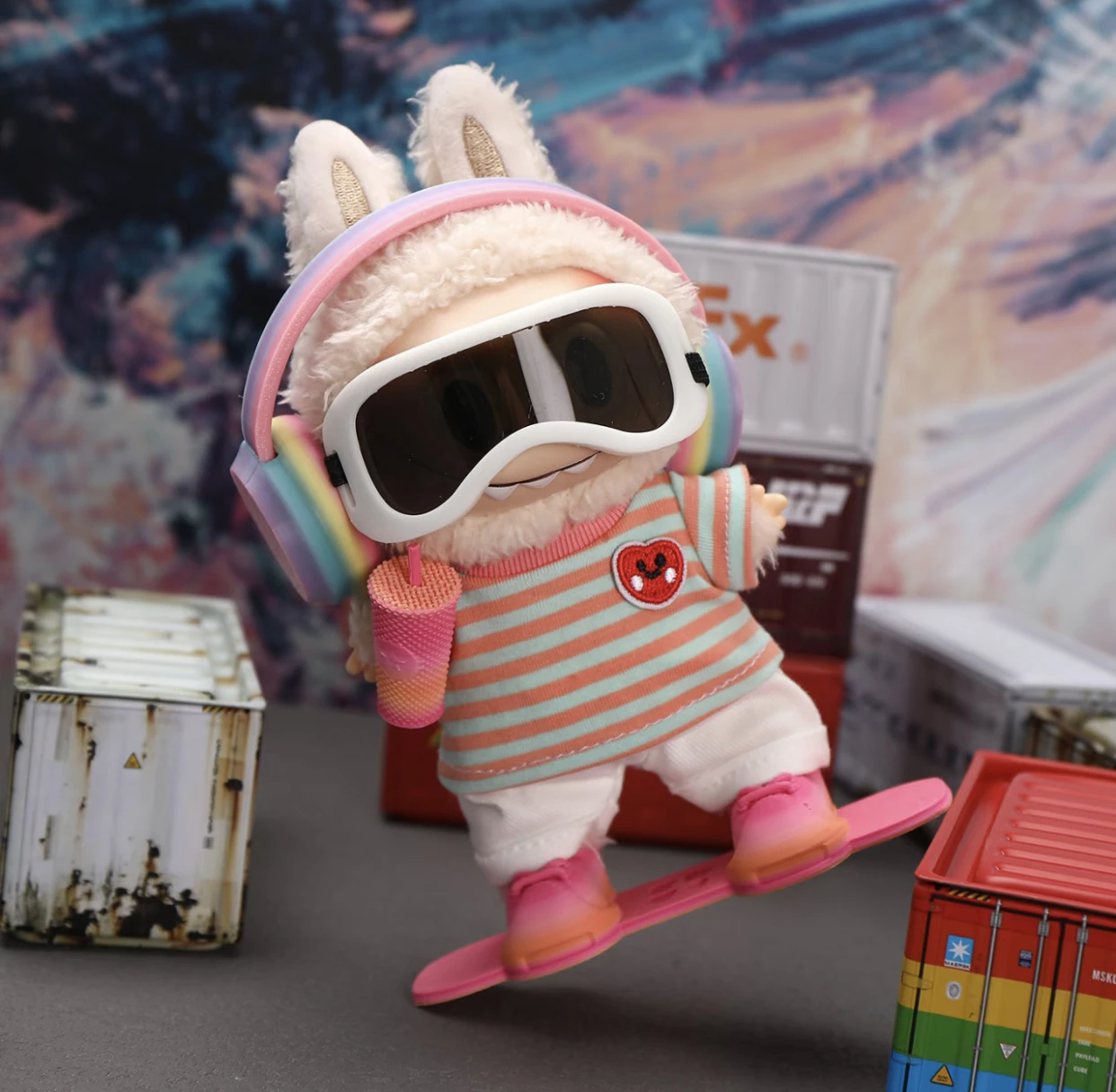 17cm Labubu Doll Outfits Designer Original 3D Printed Rainbow Snowboard Set Unique Plush Toy Labubu Clothes Accessories
17cm Labubu Doll Outfits Designer Original 3D Printed Rainbow Snowboard Set Unique Plush Toy Labubu Clothes Accessories