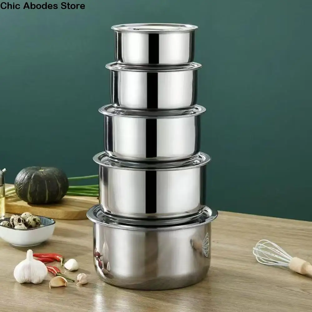 5Pcs With Lid Stainless Steel Soup Pot Rustproof Unbreakable Salad Bowl Universal Drop-resistant Steamed Egg Bowls Open Flame
5Pcs With Lid Stainless Steel Soup Pot Rustproof Unbreakable Salad Bowl Universal Drop-resistant Steamed Egg Bowls Open Flame