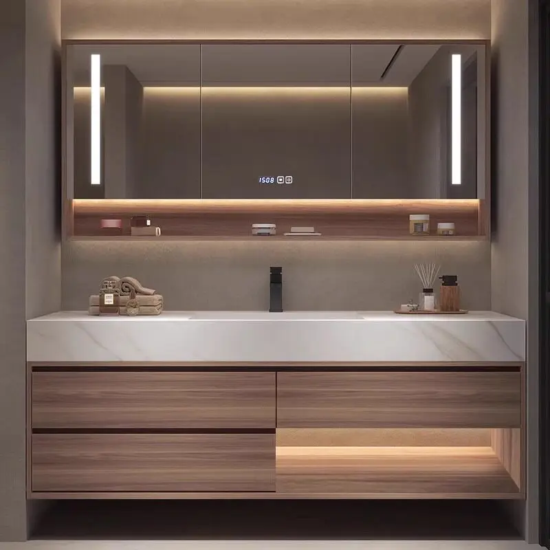 Oak lacquered rock slab ceramic seamless basin bathroom cabinet combination bathroom washbasin
Oak lacquered rock slab ceramic seamless basin bathroom cabinet combination bathroom washbasin