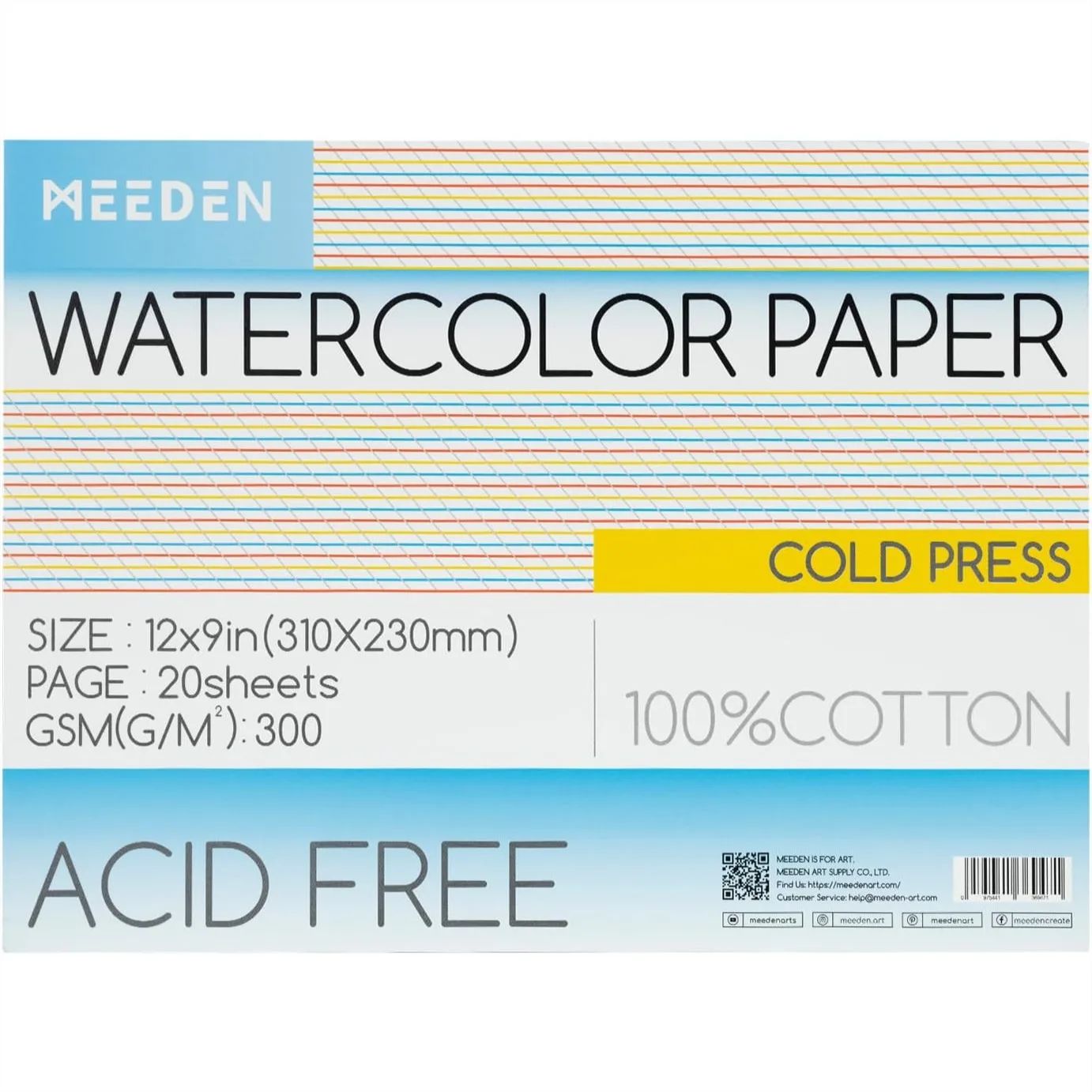 Watercolor Paper Block, 100% Cotton 20 Sheets 140lb/300gsm, Acid-Free Art Paper for Watercolor, Gouache, Ink, 9x12 Inch Cold
Watercolor Paper Block, 100% Cotton 20 Sheets 140lb/300gsm, Acid-Free Art Paper for Watercolor, Gouache, Ink, 9x12 Inch Cold
