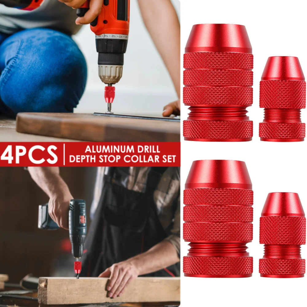 4Pcs Drill Bit Depth Stopper Adjustable Drill Stop Set Stop Ring Aluminum Range 5/64in 3/16in 15/64in7/16 in Woodworking Tools
4Pcs Drill Bit Depth Stopper Adjustable Drill Stop Set Stop Ring Aluminum Range 5/64in 3/16in 15/64in7/16 in Woodworking Tools