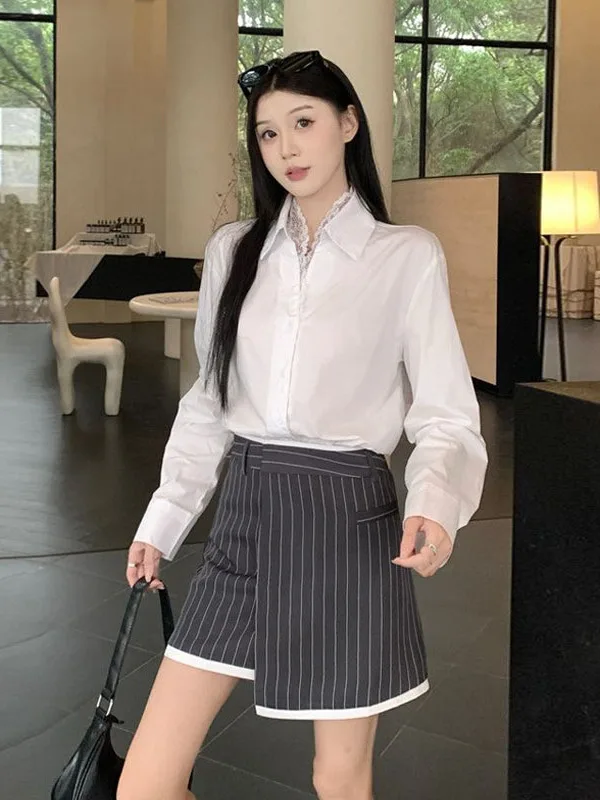 Fashionable V-Neck Shirt And Asymmetrical Striped Skirt Two-Piece Set for Young Women Elegant Versatile Design 2025 Coll...
Fashionable V-Neck Shirt And Asymmetrical Striped Skirt Two-Piece Set for Young Women Elegant Versatile Design 2025 Coll...