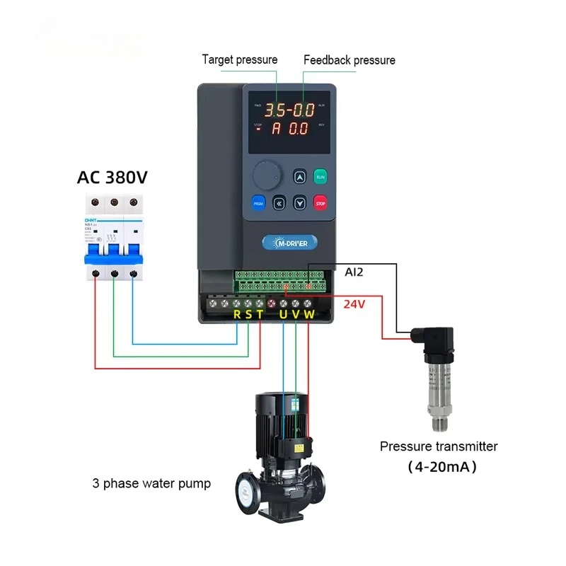 4kW VFD Variable Frequency Drive 5HP 3 Phase 380V Constant Pressure Pump VFD AC Drive
4kW VFD Variable Frequency Drive 5HP 3 Phase 380V Constant Pressure Pump VFD AC Drive