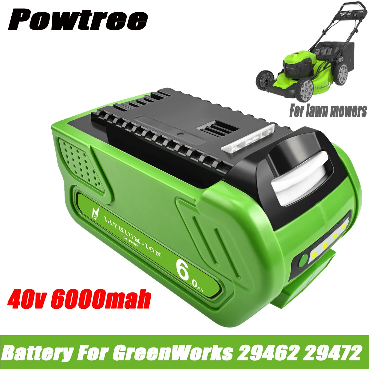 Сменный аккумулятор для газонокосилки Greenworks Gen 2G-MAX 6000 29462 29472 20262, 40 в, 29282 мАч
Сменный аккумулятор для газонокосилки Greenworks Gen 2G-MAX 6000 29462 29472 20262, 40 в, 29282 мАч