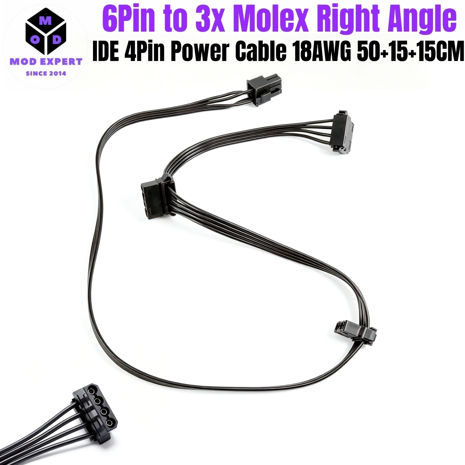 6Pin to 3x Molex Right Angle, PERIPHERAL IDE 4Pin Power Cable for Corsair RM1200e, RM1000e, RM850e, RM750e Type 4 Modular Powers
6Pin to 3x Molex Right Angle, PERIPHERAL IDE 4Pin Power Cable for Corsair RM1200e, RM1000e, RM850e, RM750e Type 4 Modular Powers