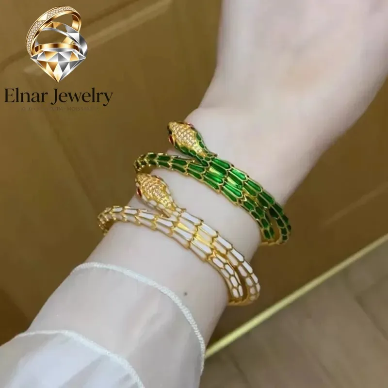 Elnar Jewelry Luxury 24K 9999 Pure Gold real gold Women's Fashion High-end White Snake Bracelet Green Snake Bracelet
Elnar Jewelry Luxury 24K 9999 Pure Gold real gold Women's Fashion High-end White Snake Bracelet Green Snake Bracelet