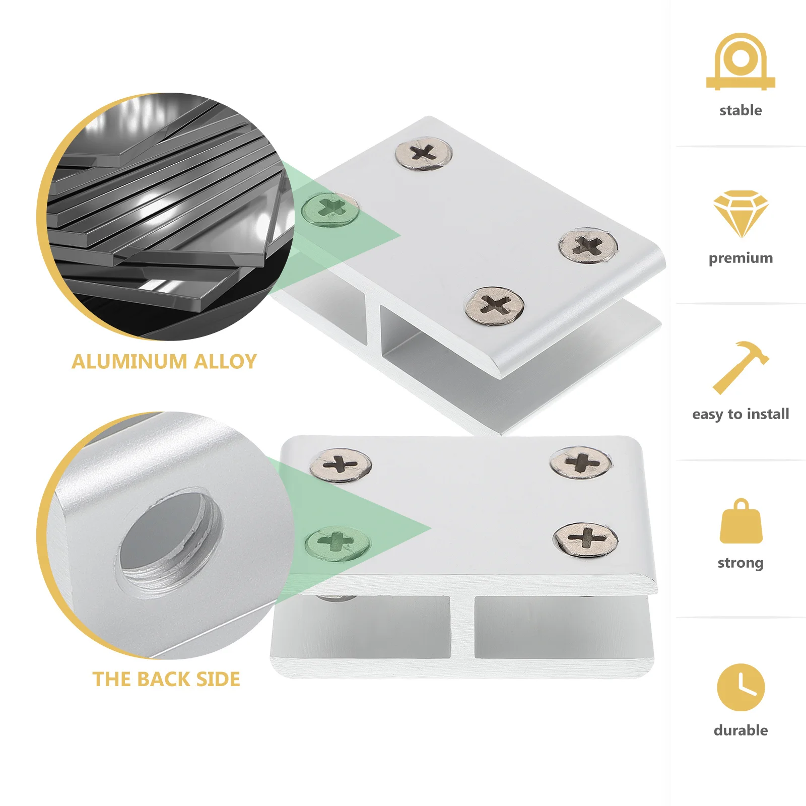 2Pcs Glass Clamp 180 Degrees Premium Aluminum Alloy Frameless Fences Railings Balustrades Support Clip 8-10Mm Thickness Glass
2Pcs Glass Clamp 180 Degrees Premium Aluminum Alloy Frameless Fences Railings Balustrades Support Clip 8-10Mm Thickness Glass