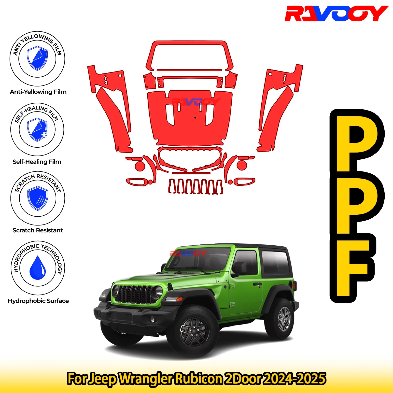 For Jeep Wrangler Rubicon 2Door 2024-2025 Glossy Matte Black Precut front PPF Kit Paint Protection Film
For Jeep Wrangler Rubicon 2Door 2024-2025 Glossy Matte Black Precut front PPF Kit Paint Protection Film