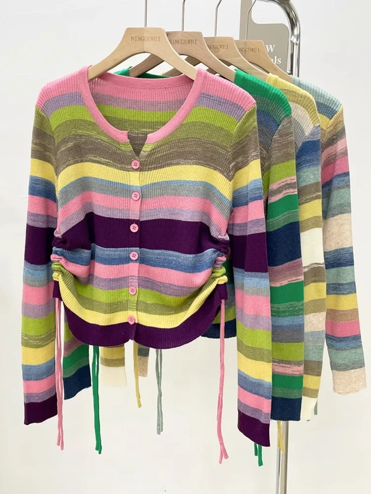 New striped sweater candy women Knit Top Fashion Female Cardigan thin spring summer Long sleeve adult jacket clothes young girl
New striped sweater candy women Knit Top Fashion Female Cardigan thin spring summer Long sleeve adult jacket clothes young girl