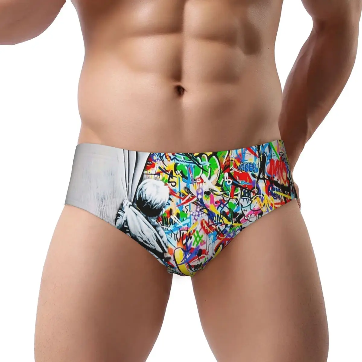 Behind The Curtain Boy - Banksy Street Art Mural Men Triangle Panties Ventilate Short Underwear for Homme Man Boyfriend Gift
Behind The Curtain Boy - Banksy Street Art Mural Men Triangle Panties Ventilate Short Underwear for Homme Man Boyfriend Gift