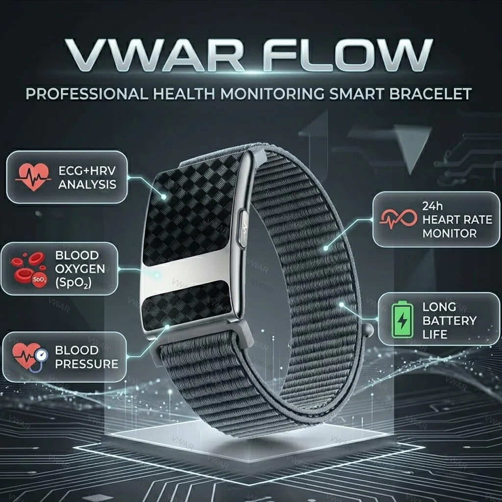 VWAR FLOW ECG Nursing Grade Smart Bracelet HRV Body Fat BMI Smart Band Body Temperature Men Women Health Fitness Tracker Watch
VWAR FLOW ECG Nursing Grade Smart Bracelet HRV Body Fat BMI Smart Band Body Temperature Men Women Health Fitness Tracker Watch