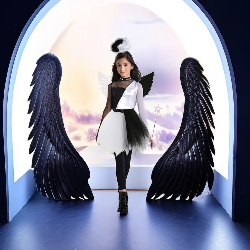 Festival party makeup costumes props children's performanceCOS dress up black and white angel wing set Halloween celebrat
Festival party makeup costumes props children's performanceCOS dress up black and white angel wing set Halloween celebrat