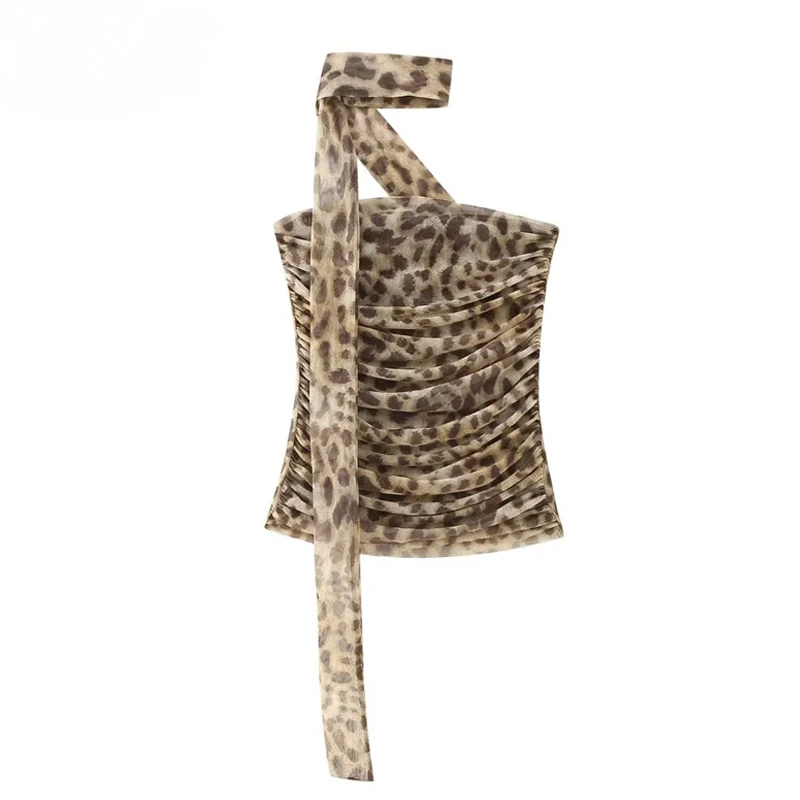 Leopard Print Tulle Tops for Women Ruched Crop Top Woman Sexy Backless Corset Top Women Summer Beach Halter Top Female
Leopard Print Tulle Tops for Women Ruched Crop Top Woman Sexy Backless Corset Top Women Summer Beach Halter Top Female