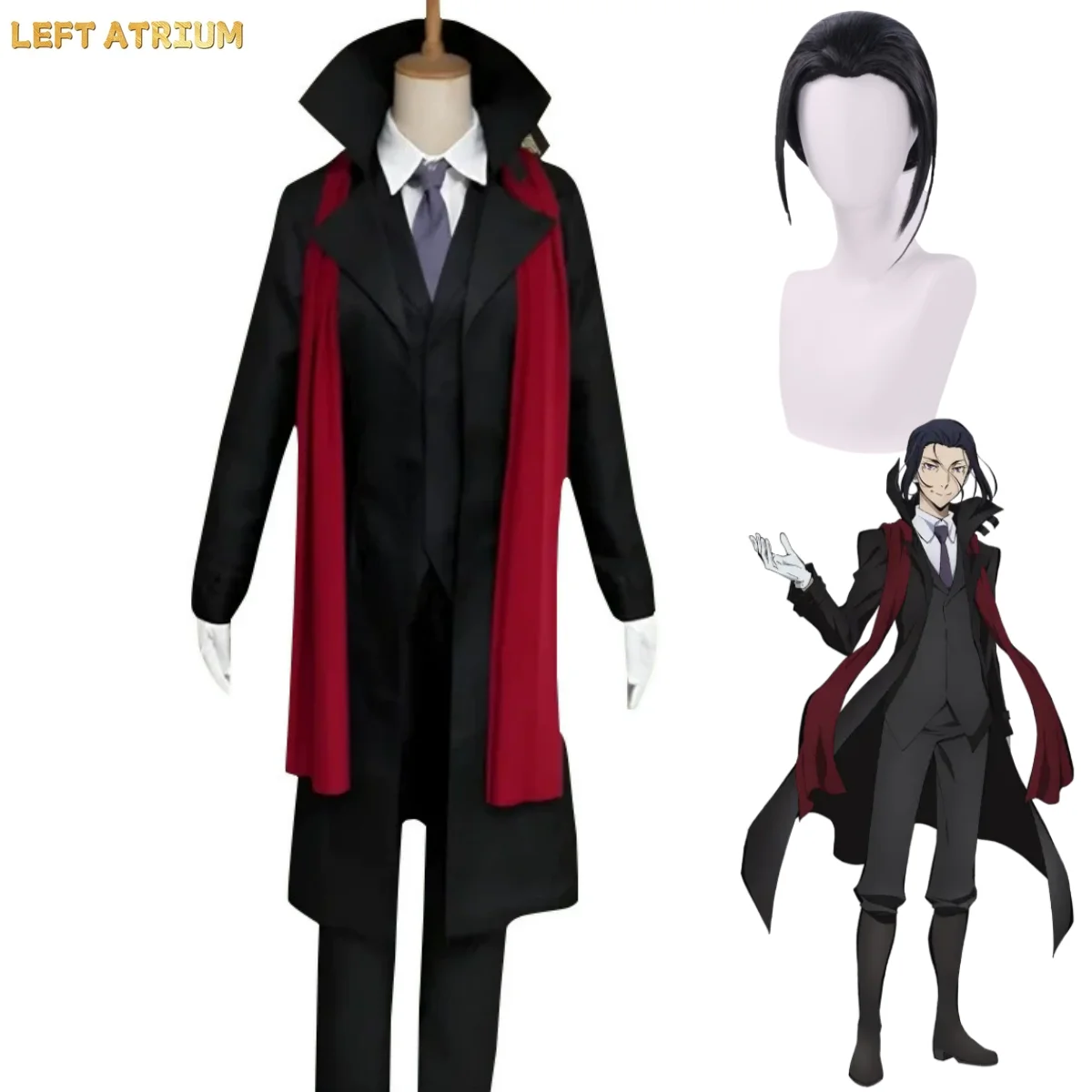 Anime Bungo Stray Dogs Season 2 Mori Ogai Cosplay Costume Black Long Coat Uniform Vest Shirt Wig Man Halloween Christmas Suit
Anime Bungo Stray Dogs Season 2 Mori Ogai Cosplay Costume Black Long Coat Uniform Vest Shirt Wig Man Halloween Christmas Suit