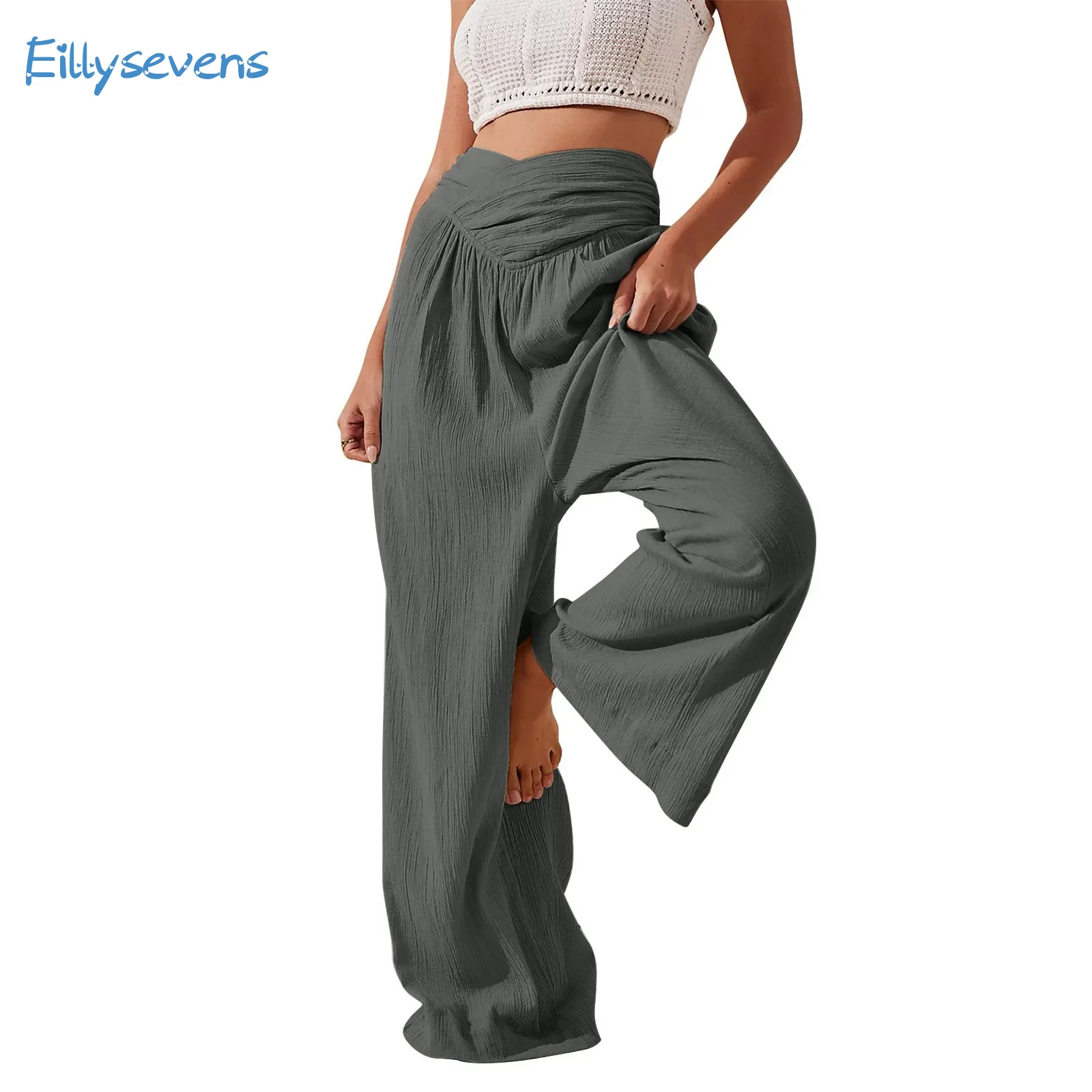 Women'S Wide Leg Pants High Elastic Cross Waisted Cotton And Linen Trousers Summer Casual Soft Comfy Loose All-Match Trousers
Women'S Wide Leg Pants High Elastic Cross Waisted Cotton And Linen Trousers Summer Casual Soft Comfy Loose All-Match Trousers