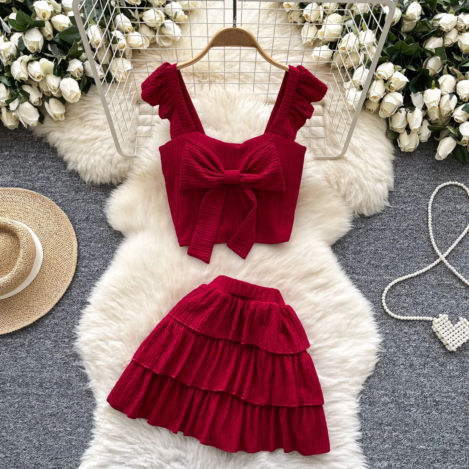 Clothland Women Sexy Bow Tie Crop Top Skirt Suit Sleeveless Shirt Mini Shorts Skirt Summer Cute Two Piece Set TA559
Clothland Women Sexy Bow Tie Crop Top Skirt Suit Sleeveless Shirt Mini Shorts Skirt Summer Cute Two Piece Set TA559