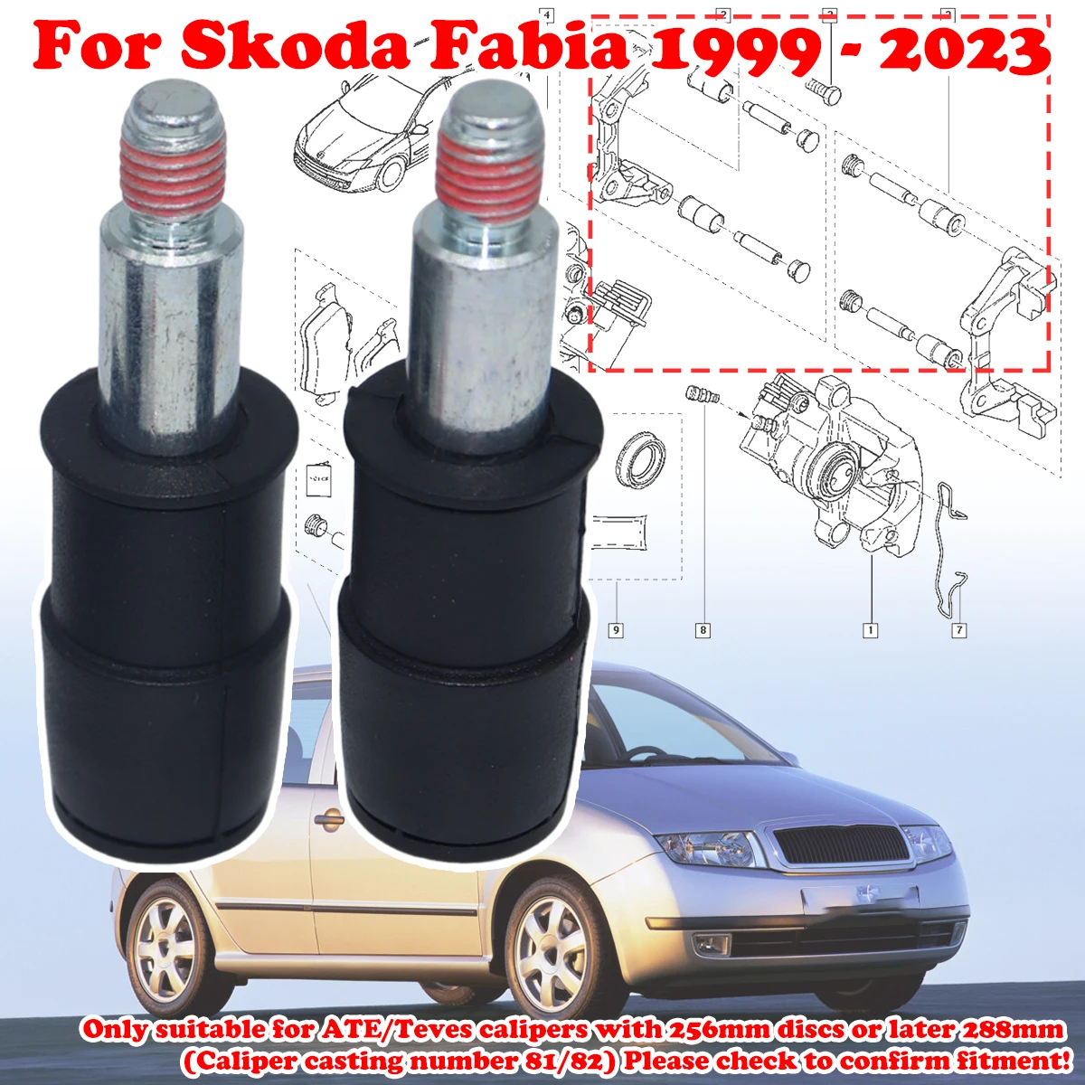 Front Brake Caliper Slider Guide Pins Bolt Kit For Skoda Fabia 1999 2000 - 2023 Left Right Disc Housing Bellows Sleeve Bushing 
Front Brake Caliper Slider Guide Pins Bolt Kit For Skoda Fabia 1999 2000 - 2023 Left Right Disc Housing Bellows Sleeve Bushing