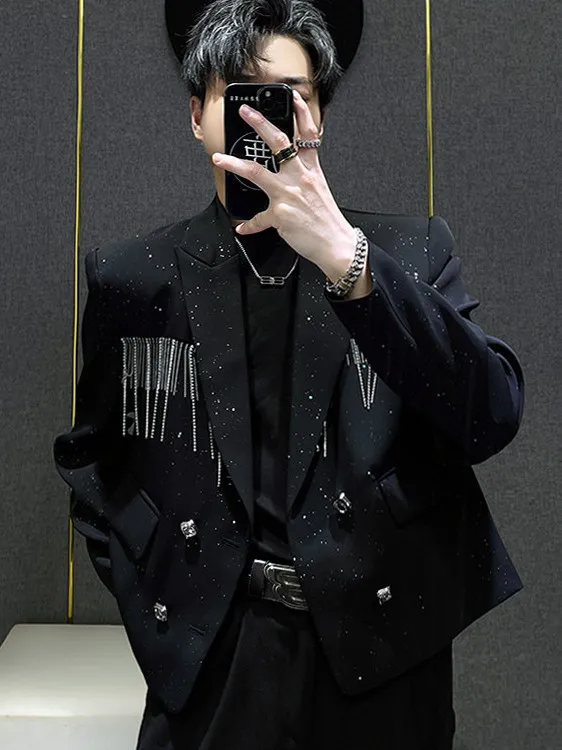 Мужской пиджак с бахромой и подплечниками, повседневный, уличный стиль, из полиэстера, с длинными рукавами, весна-осень 2026
Мужской пиджак с бахромой и подплечниками, повседневный, уличный стиль, из полиэстера, с длинными рукавами, весна-осень 2026