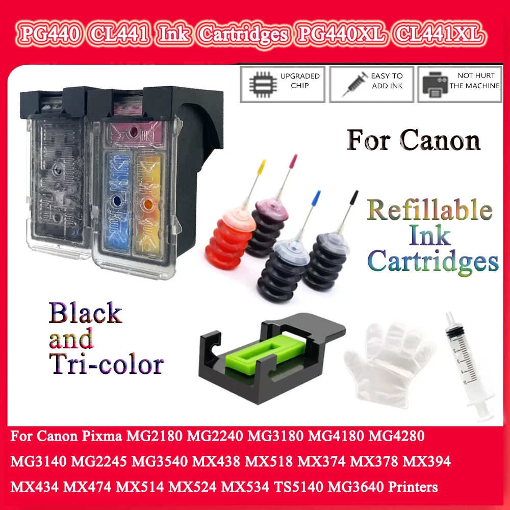 Для Canon PG440 CL441 PG440XL CL441XL многоразовые картриджи PIXMA MX438 MX518 MX374 MG3180 MG4180 MX378 MX394 MG2180 принтер
Для Canon PG440 CL441 PG440XL CL441XL многоразовые картриджи PIXMA MX438 MX518 MX374 MG3180 MG4180 MX378 MX394 MG2180 принтер