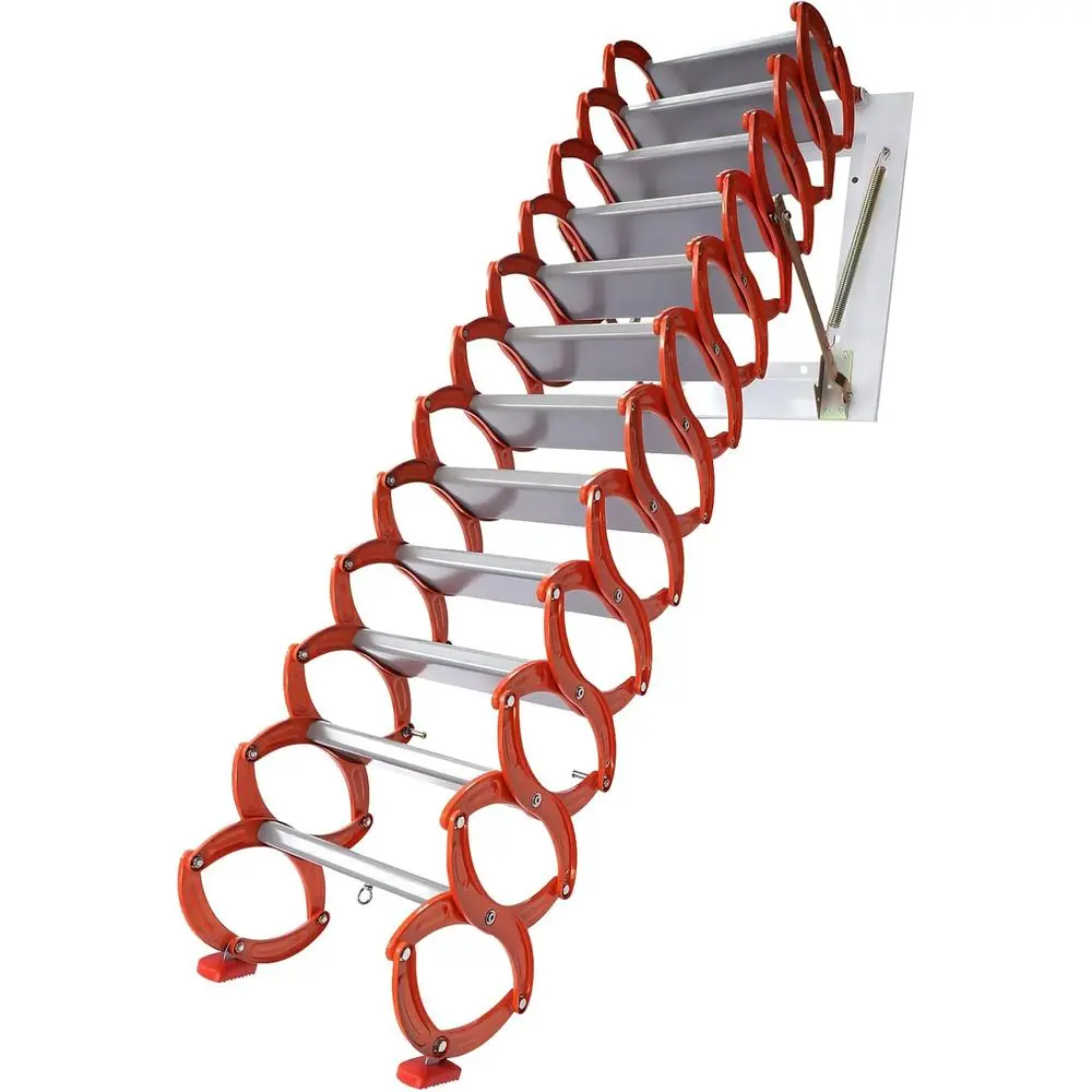 880 lbs Capacity Wall-Mounted Attic Ladder with Handrails, Ideal for Garages, Roofs, and Basements - Orange and White
880 lbs Capacity Wall-Mounted Attic Ladder with Handrails, Ideal for Garages, Roofs, and Basements - Orange and White