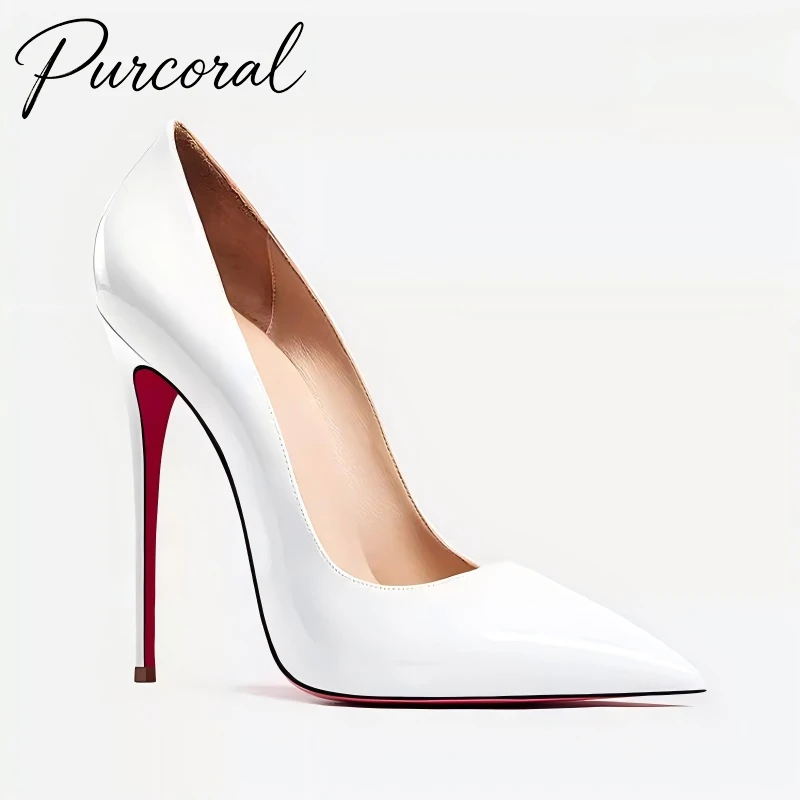 Purcoral 2026 New White Patent Leather Red Bottom High Heels Women's Pointed Toe Stiletto Pumps for Wedding Party Ladies Shoes
Purcoral 2026 New White Patent Leather Red Bottom High Heels Women's Pointed Toe Stiletto Pumps for Wedding Party Ladies Shoes