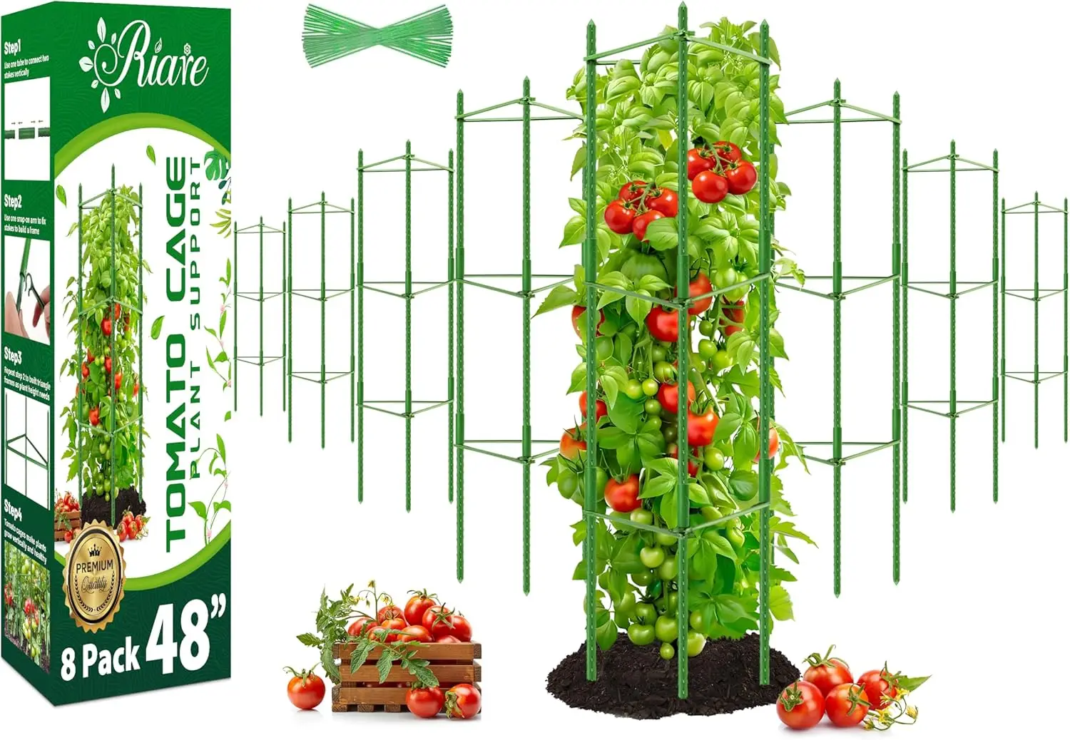 8 Pack 48in Heavy Duty Tomato Cages for Garden - Adjustable Plant Support, Climbing Vegetables & Flowers
8 Pack 48in Heavy Duty Tomato Cages for Garden - Adjustable Plant Support, Climbing Vegetables & Flowers