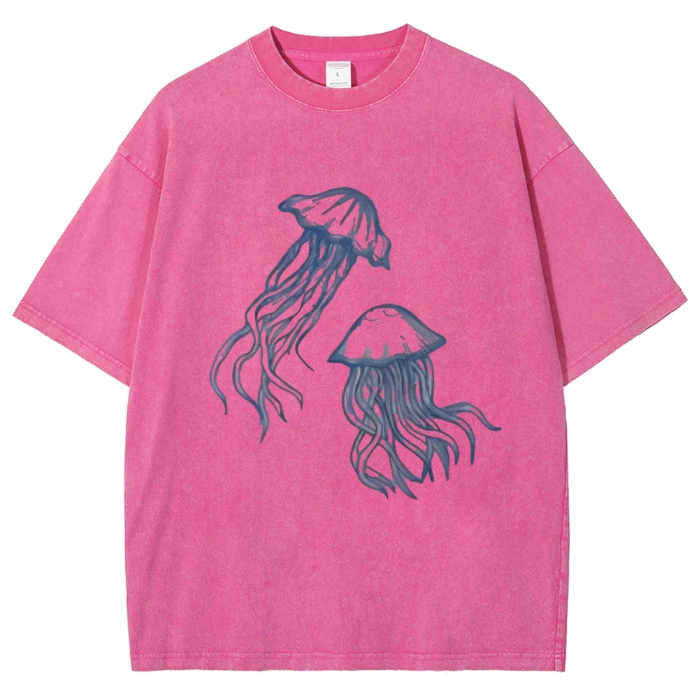 Jellyfish Print T-Shirt Washed Denim Hip Hop Unisex Fit Couple's Shirt 2000s Clothes Y2K High Quality Round Neck Ladies Tops
Jellyfish Print T-Shirt Washed Denim Hip Hop Unisex Fit Couple's Shirt 2000s Clothes Y2K High Quality Round Neck Ladies Tops