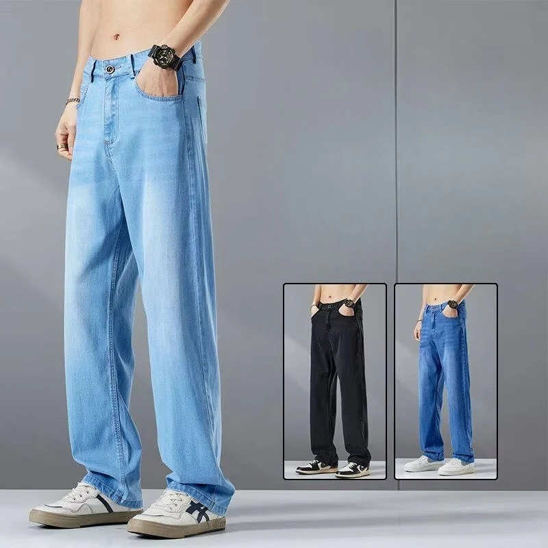 Lyocell Relaxed Straight-Leg Jeans Asian Sizing Summer Breezy Pants in Soft Washed Blue Casual Versatility 29-40
Lyocell Relaxed Straight-Leg Jeans Asian Sizing Summer Breezy Pants in Soft Washed Blue Casual Versatility 29-40