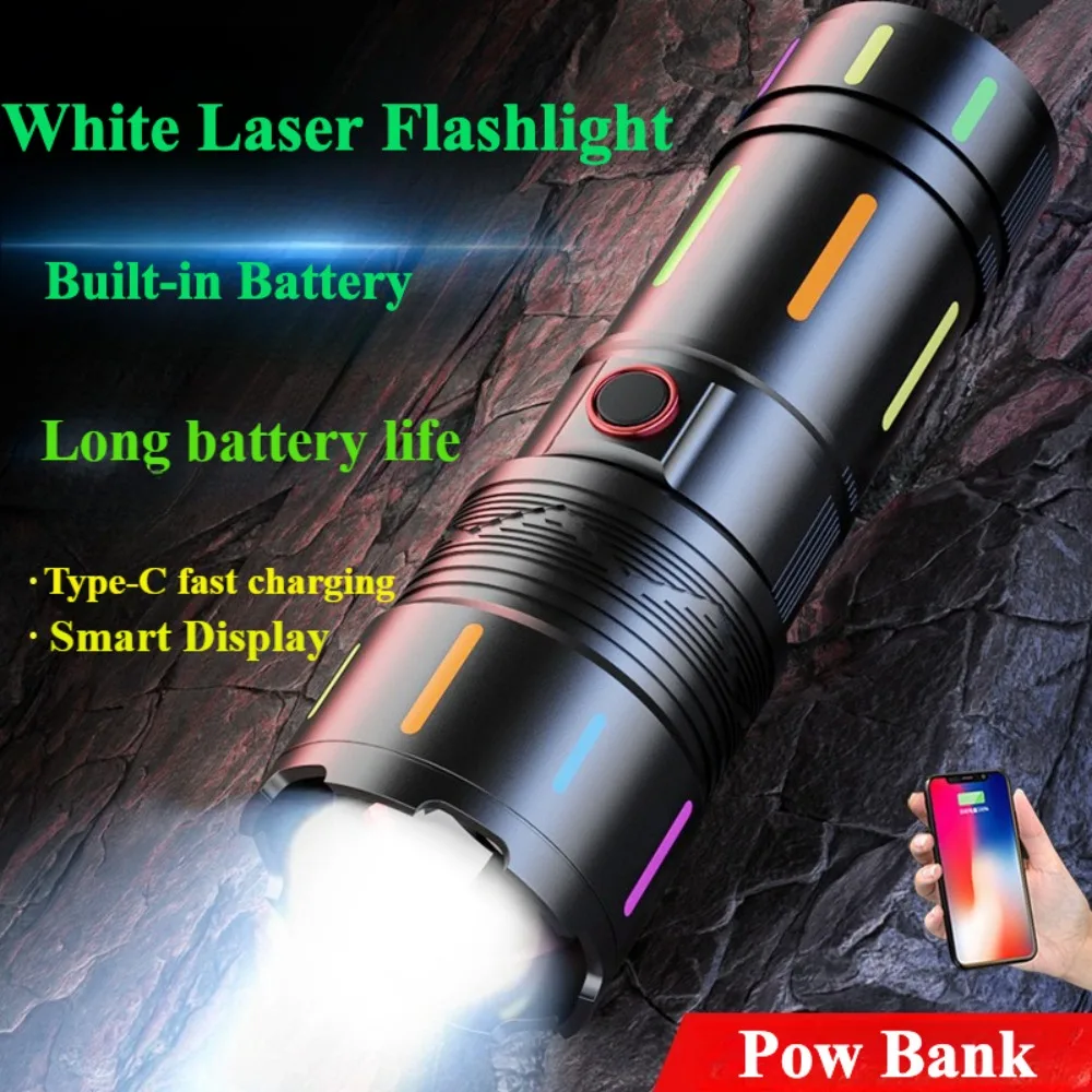 Powerful White Laser Led Flashlight High Power Torch Light Rechargeable Tactical Flashlight Built-in Battery Camping Lamp
Powerful White Laser Led Flashlight High Power Torch Light Rechargeable Tactical Flashlight Built-in Battery Camping Lamp