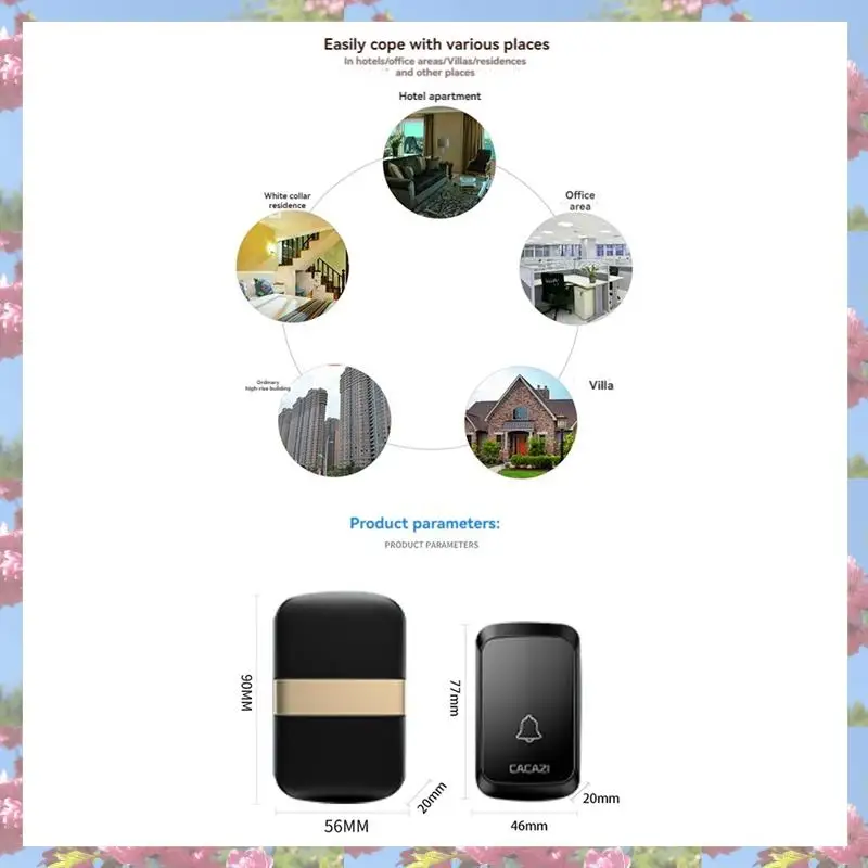 CACAZI Wireless Smart Doorbell, 300M Range Smart Door Bell, Waterproof Home Welcome Door Bell, No Outlet Needed
CACAZI Wireless Smart Doorbell, 300M Range Smart Door Bell, Waterproof Home Welcome Door Bell, No Outlet Needed