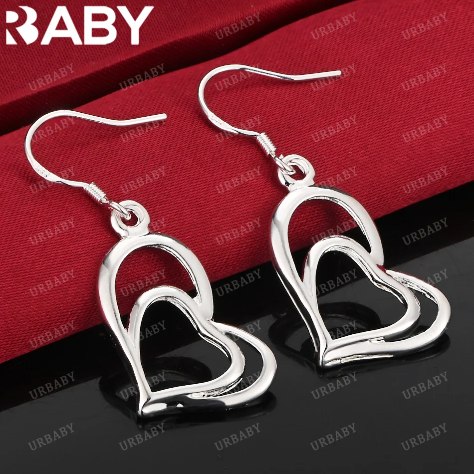 URBABY 925 Sterling Silver Earrings Double Love Drop Earrings For Women Jewelry Fashion Party and Daily Wear
URBABY 925 Sterling Silver Earrings Double Love Drop Earrings For Women Jewelry Fashion Party and Daily Wear