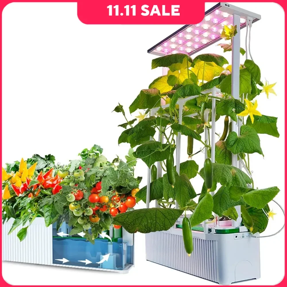 Large Scale Hydroponic Planting System with Greenhouse Frame, Intelligent Indoor Hydroponic System with LED Growth Lights
Large Scale Hydroponic Planting System with Greenhouse Frame, Intelligent Indoor Hydroponic System with LED Growth Lights