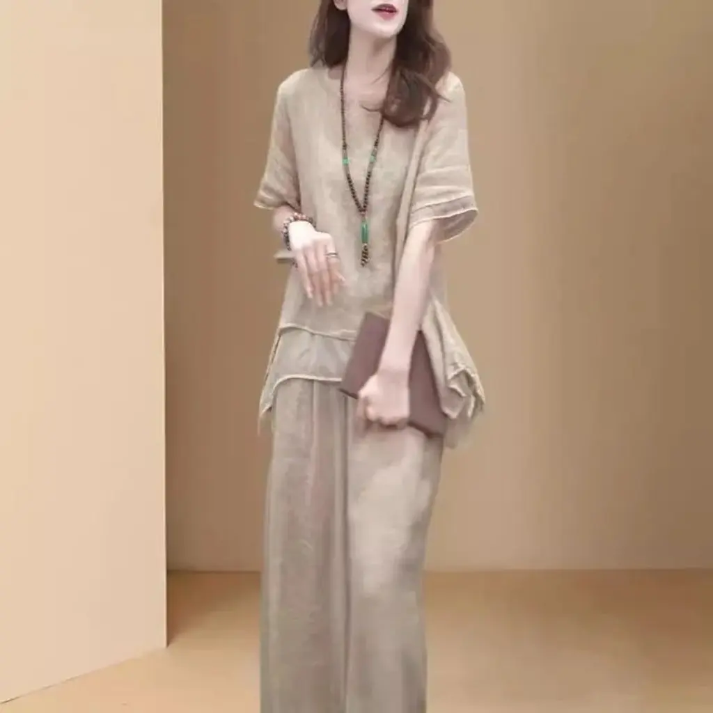 Women's Literary Retro Cotton Linen Suit Loose Slimming Two-Piece Set Summer Ethnic Style Belly-Covering Look
Women's Literary Retro Cotton Linen Suit Loose Slimming Two-Piece Set Summer Ethnic Style Belly-Covering Look