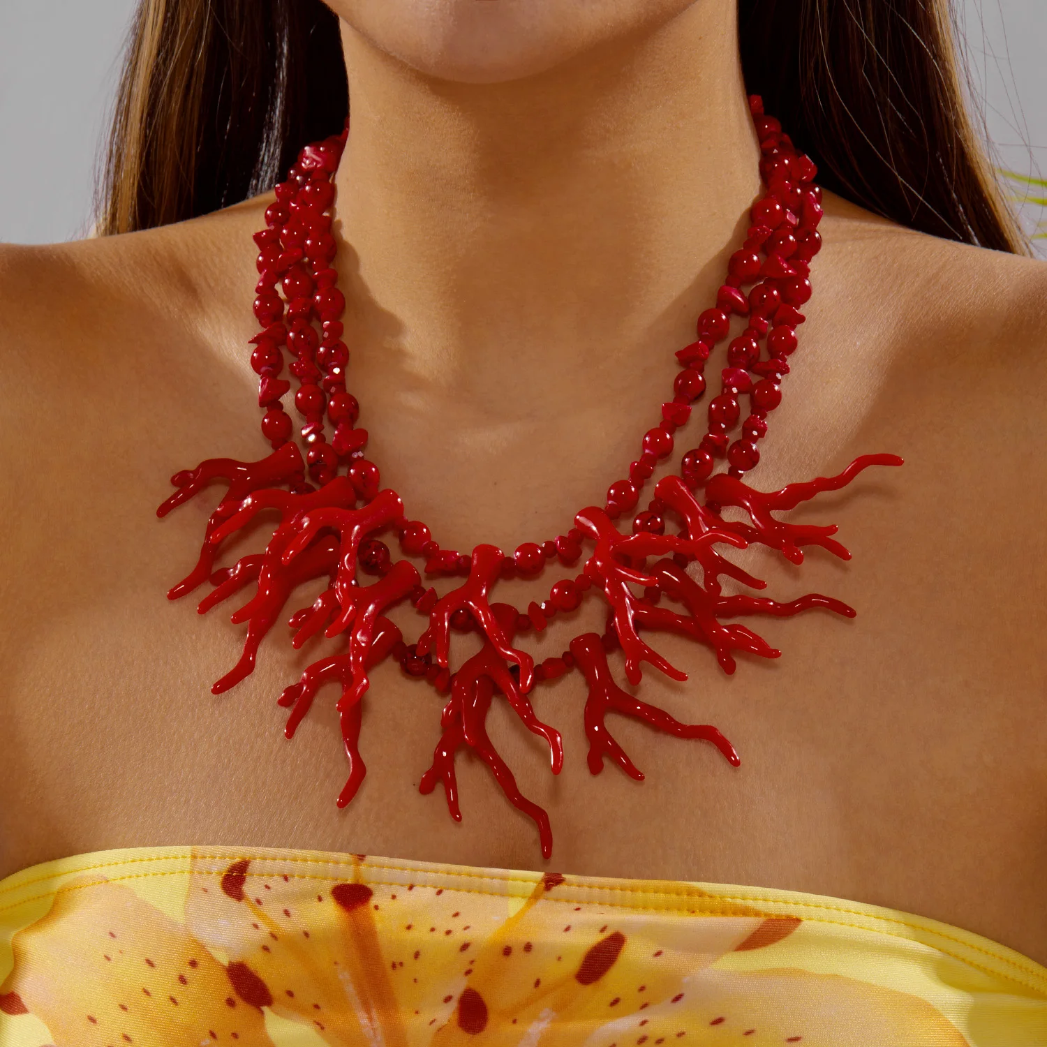Exaggerated Beaded Coral Necklace For Women Multilayer Oversized Coralal Pendant Choker Summer Beach Resort Vacation Jewelry
Exaggerated Beaded Coral Necklace For Women Multilayer Oversized Coralal Pendant Choker Summer Beach Resort Vacation Jewelry