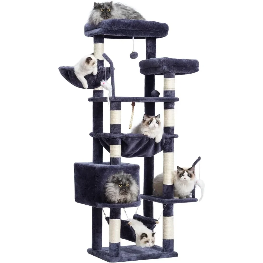 Cat Tree, Cat Tower for Large Cats with 2 Big Platforms, 2 Baskets, condo and Toys, 63" Cat Scratching Posts for Indoor Cats
Cat Tree, Cat Tower for Large Cats with 2 Big Platforms, 2 Baskets, condo and Toys, 63" Cat Scratching Posts for Indoor Cats