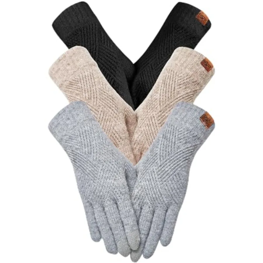 Winter Gloves for Women, 3-Finger Touch Screen Elastic Thermal Knit Lining, Warm Gloves for Cold Weather
Winter Gloves for Women, 3-Finger Touch Screen Elastic Thermal Knit Lining, Warm Gloves for Cold Weather
