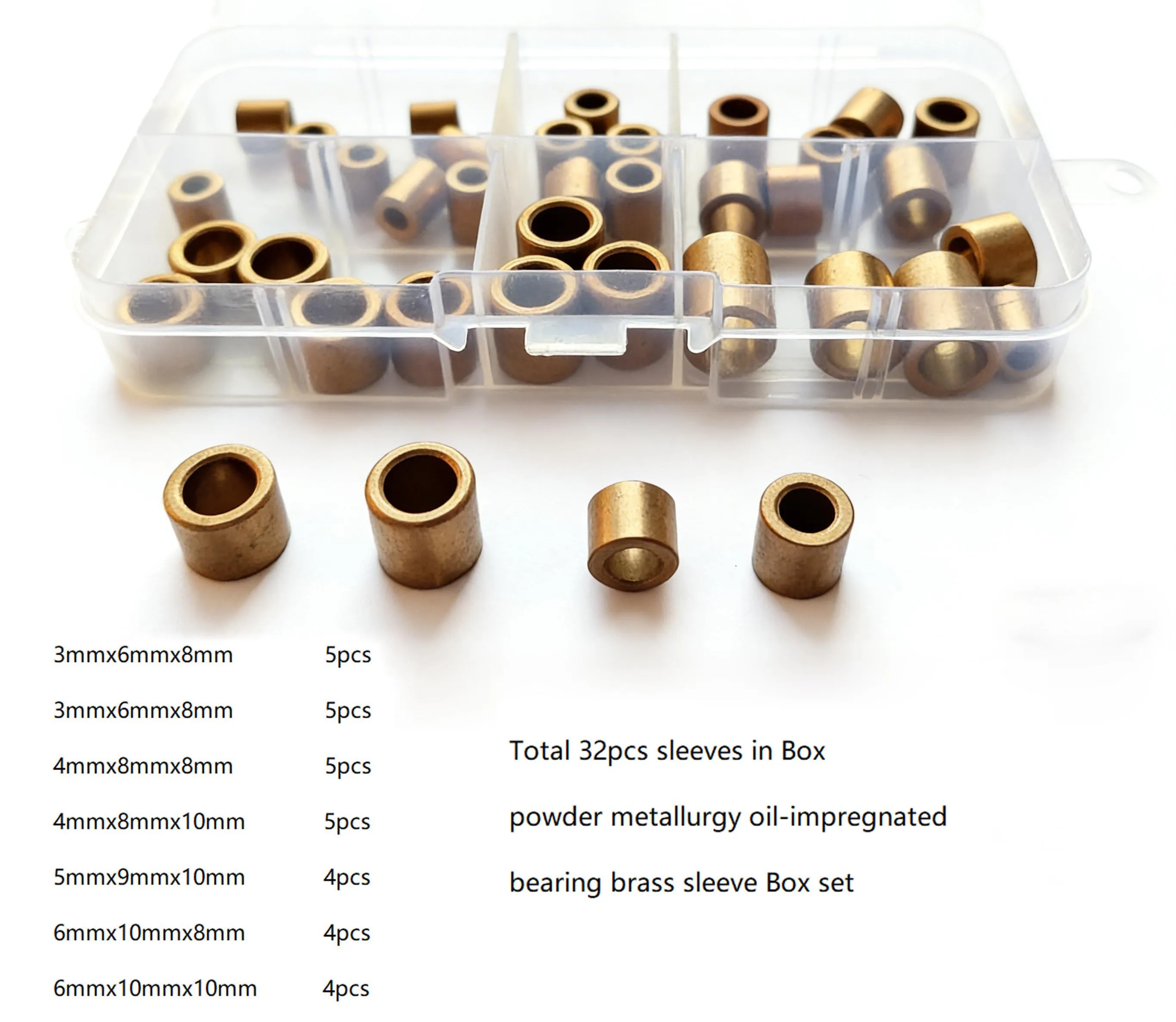 EIuyHXgo 32/35/38/40/45/50pcs powder metallurgy oil-impregnated bearing brass sleeve Box set
EIuyHXgo 32/35/38/40/45/50pcs powder metallurgy oil-impregnated bearing brass sleeve Box set