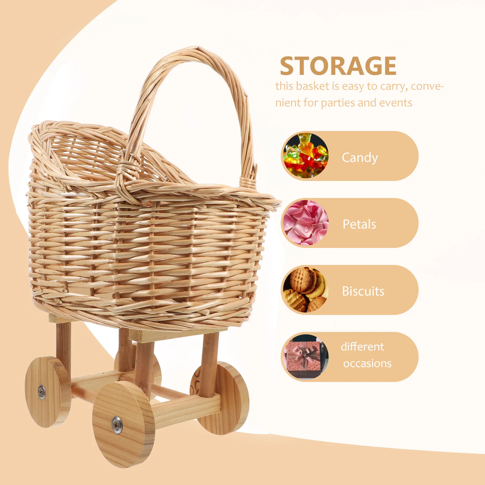 Stroller Shaped Flower Basket Woven Rattan Basket with Handle Flower Girls Basket Wedding Baby Shower Basket Gift Wedding Decor
Stroller Shaped Flower Basket Woven Rattan Basket with Handle Flower Girls Basket Wedding Baby Shower Basket Gift Wedding Decor