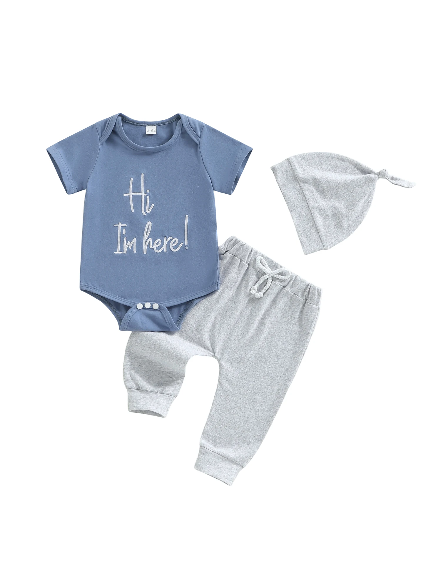 Infant Boys 3-Piece Clothing Sets with Short Sleeve Crew Neck Romper Solid Color Pants and Matching Hat - Adorable Letter
Infant Boys 3-Piece Clothing Sets with Short Sleeve Crew Neck Romper Solid Color Pants and Matching Hat - Adorable Letter
