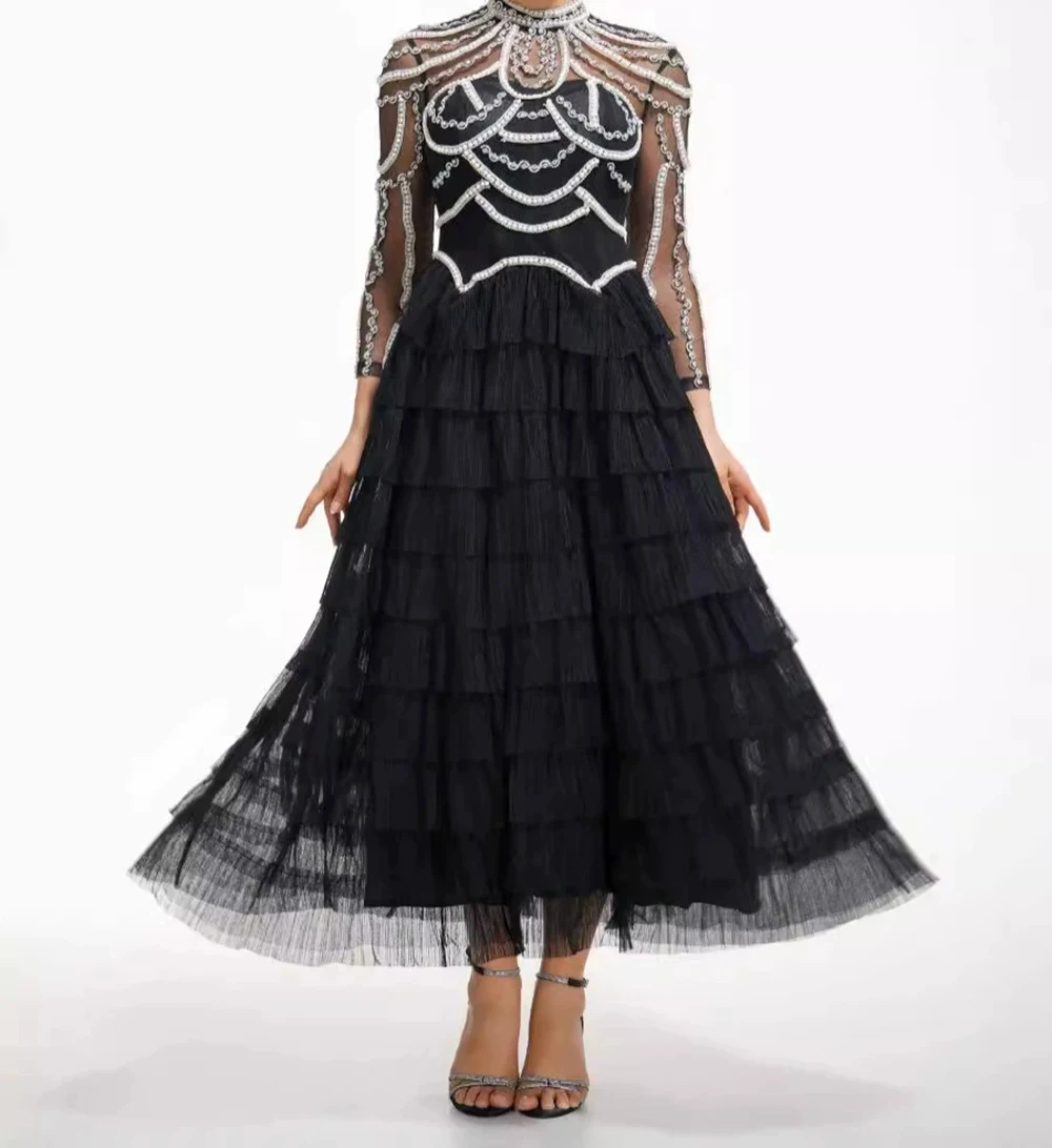 Temperament elegant heavy craft long sleeve beaded dress light luxury banquet evening dress long bridesmaid dress-GZXX439 
Temperament elegant heavy craft long sleeve beaded dress light luxury banquet evening dress long bridesmaid dress-GZXX439