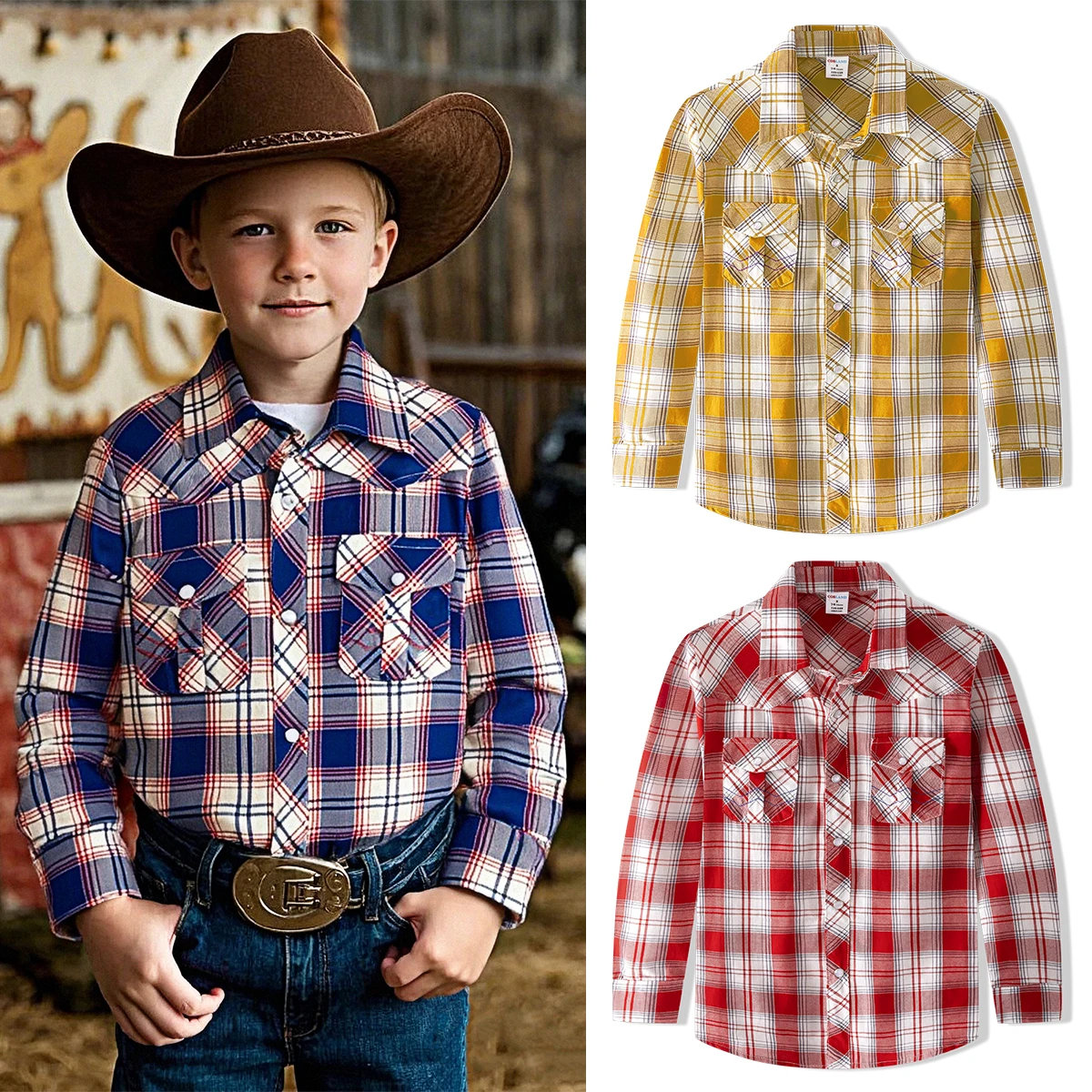 Boys Western Shirt Cowboy Costume for Kids Teenager Halloween Chritmas Red Plaid Toddler Classic Birthday Party Gift Clothes
Boys Western Shirt Cowboy Costume for Kids Teenager Halloween Chritmas Red Plaid Toddler Classic Birthday Party Gift Clothes