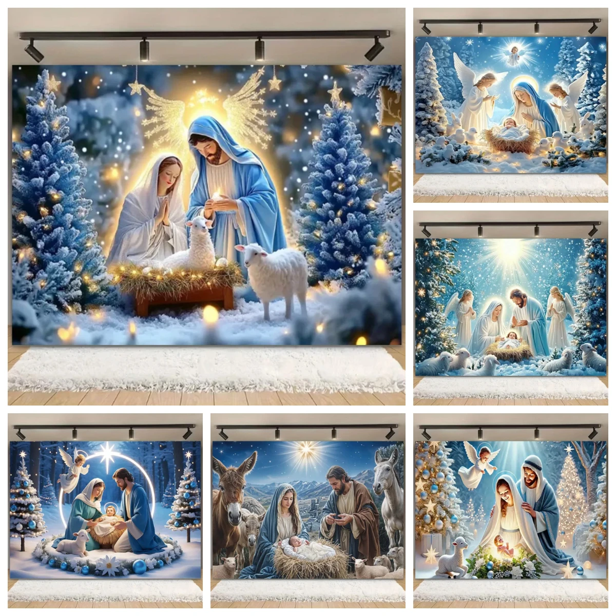 Merry Christmas Nativity Scene Background Banner Luminous Stars Tree New Year's Party Backdrop Decoration Props Baby Shower Gift
Merry Christmas Nativity Scene Background Banner Luminous Stars Tree New Year's Party Backdrop Decoration Props Baby Shower Gift