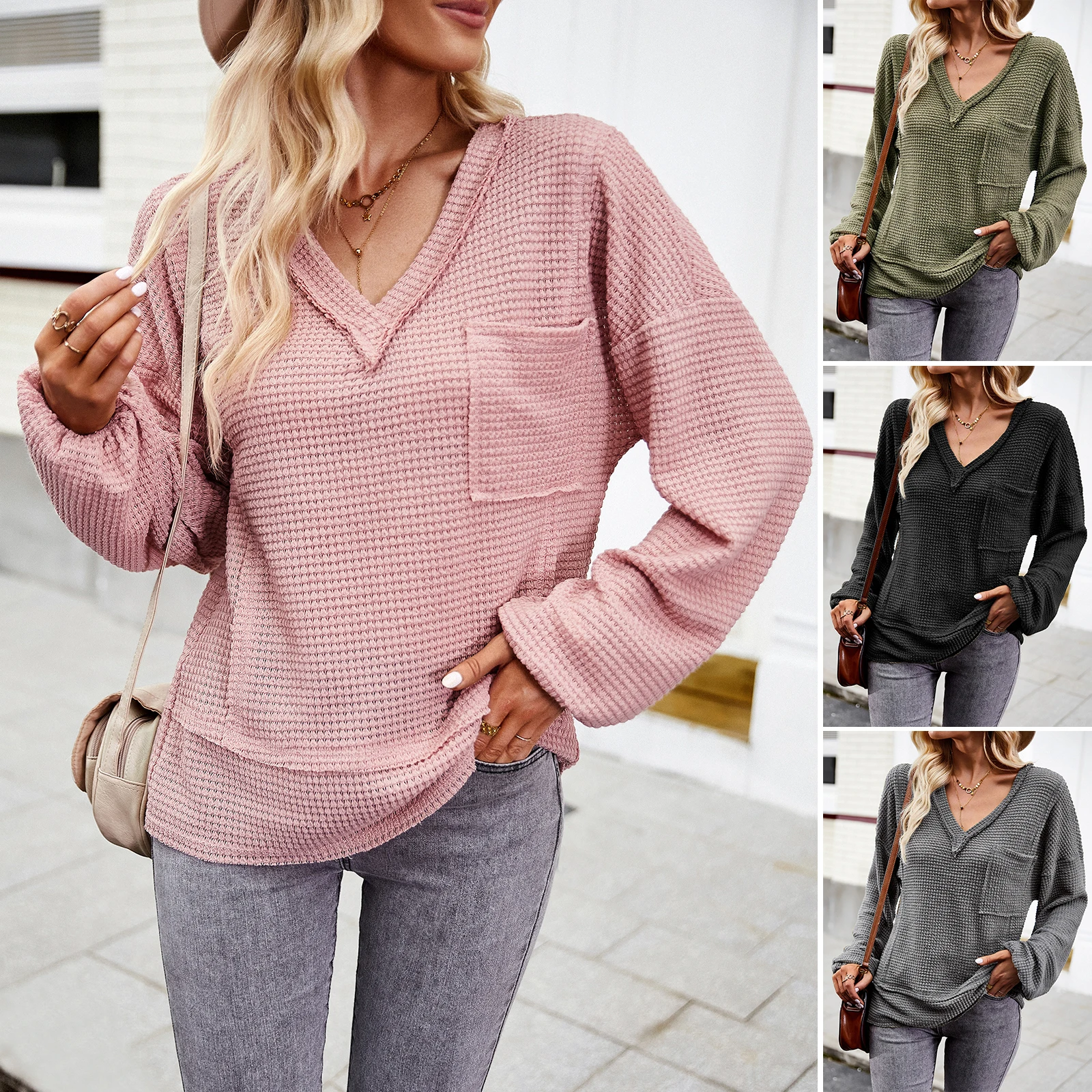 Knitwear V Neck Long Sleeve Pullover Women Autumn Winter Solid Lantern Sleeve Jumper With Pocket Vintage Casual Basic Jersey Top
Knitwear V Neck Long Sleeve Pullover Women Autumn Winter Solid Lantern Sleeve Jumper With Pocket Vintage Casual Basic Jersey Top