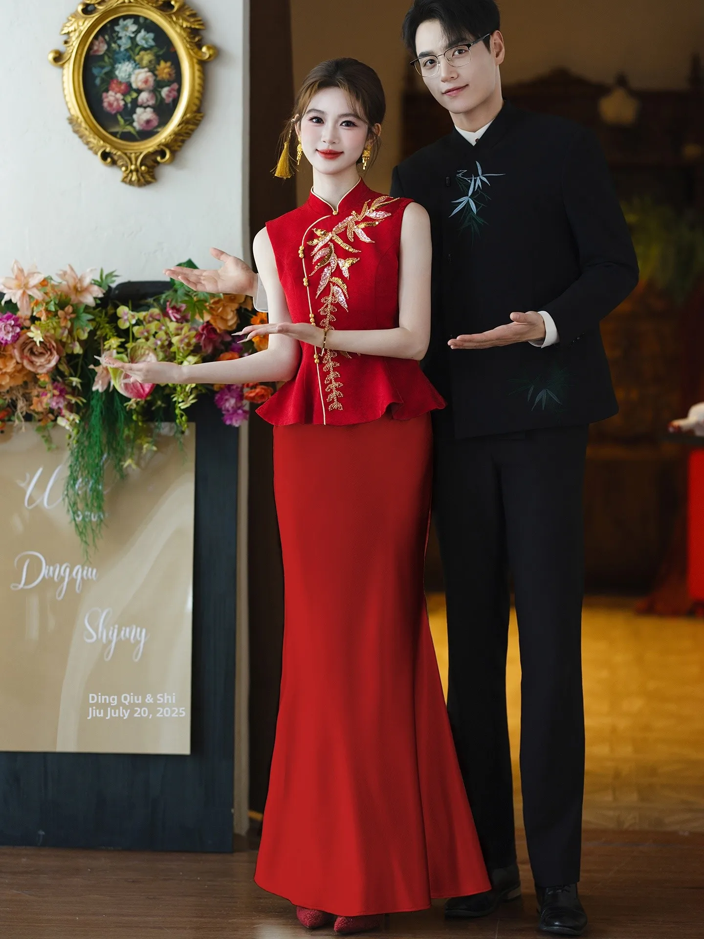 Elegant Red Chinese Style Evening Gown Set for Women Engaging Drinking Ceremony Wedding High End Tailored Luxury Summer Dress
Elegant Red Chinese Style Evening Gown Set for Women Engaging Drinking Ceremony Wedding High End Tailored Luxury Summer Dress